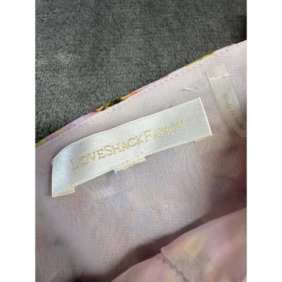 LoveShackFancy Desra Floral Ruffle Mini Dress 100% Viscose Lined Pink XS - Picture 13 of 14